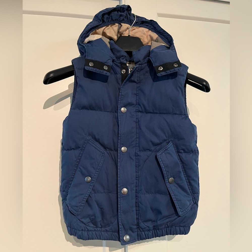 Burberry 8Y Navy Hooded Puffer Down Vest